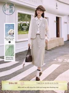 BY IHAPPY | Bộ Đầm Áo Xám V-Neck Placket Layered