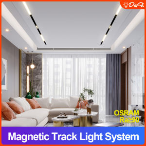 LED Magnetic Track Light Grille Stype Flood Stype Spotlight Stype DC48V Ceiling Indoor Living Room Light No Main Light Design for Modern Decoration