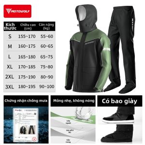 MOTOWOLF | Bộ Áo Mưa Chống Thấm Cho Người Đi Xe Máy