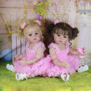 Búp Bê Sơ Sinh 22 Inch Bé Gái Khuôn Mặt Vẽ 3D Tóc Cấy Quà Giáng Sinh Cho Bé Gái Búp Bê Thời Trang Chất Liệu Vinyl Mềm