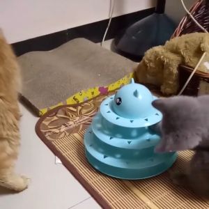 CHONG CHONG Cat Interactive Toys with Balls Cats Four-tier Turntable Pet Intellectual Track Tower