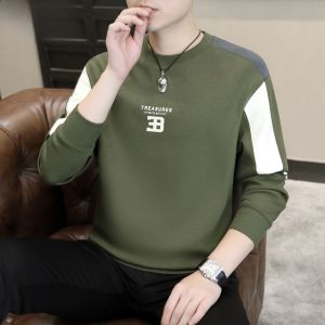 HENGYUANXIANG | Loose Fit Long Sleeve Round Neck Mens Sweatshirt Base Layer Shirt Fashionable Spring New Arrival Comfortable Cotton Polyester Blend