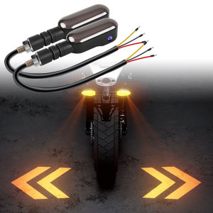 1Pair Motorcycle LED Underbody Turn Signal Light Colorful 12V Sequential Flowing Flash Indicator Lights Tail Lamp Projector Lamp