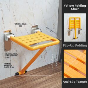 Elderly Shower Chair Foldable Plastic Seat Wall-mounted