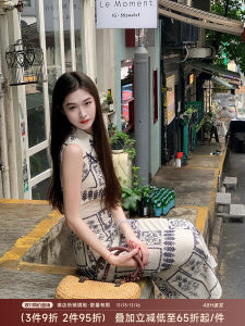 Lingshan Zhihe Ceramic Tang New Chinese Retro Style Embroidered Stand Collar Improved Cheongsam Summer Womens Dress