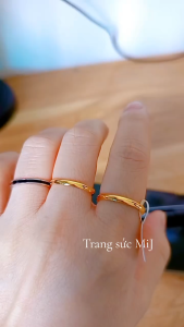 Nhẫn titan Nam/Nữ Trơn Đơn Giản Bản 2mm Mo Tròn_Mạ Vàng Siêu Bền Màu Không Dị Ứng