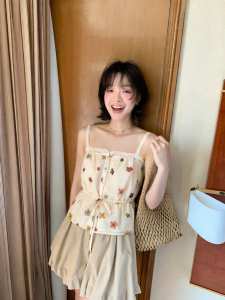 NIHAOKANONG | Áo Camisole In Hoa Ren Dành Cho Mùa Hè Nghỉ Dưỡng