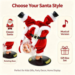Dancing Santa Claus Toy Electric Rotating Musical Christmas Doll Animated Plush Santa Gift for Kids Holiday Party Decor