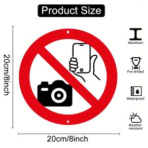 CIFbuy | 2D Flat Aluminum No Photo Sign - 8x8 Inch Metal Plaque Wall-Mounted for Indoor/Outdoor Data Protection for Offices & Theaters