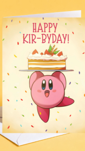Kirby Cute Sweet Birthday Card A6 Cute Greeting Bday Card Gift | FREE Envelope FREE Bubble Mailer
