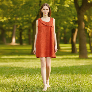 Textured Slanted Neck Fitted Sleeveless Dress