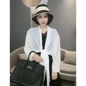 Áo Khoác Tay Rộng Mùa Hè Bằng Lụa Băng Áo Che Nắng Áo Khoác Ngoài Áo Sơ Mi Áo Che Nắng Đa Năng Thời Trang Mùa Hè