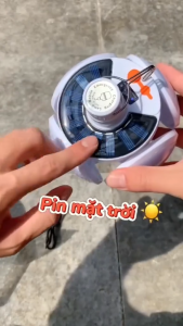 Bóng Đèn Led Tích Điện Năng Lượng Mặt Trời 4 Cánh Gập Mở Đèn Led Gấp Gọn Hình Cánh Hoa Có Móc Treo 3 Chế Độ Sáng Đa Năng
