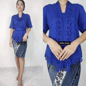Atasan Saja Kebaya Encim Moderen Lengan Pendek Remaja Dewasa Viani Warna Biru Elektronik Bca