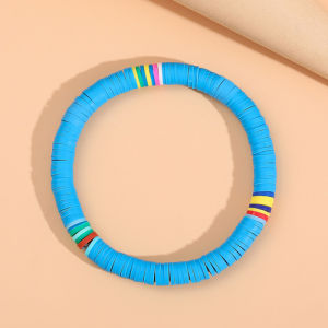 Boho Jewelry Bracelets for Women Fashion Rainbow Colorful Polymer Clay Beaded Bracelet Gift for Best Friend Couple Bracelet