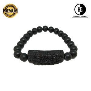 gelang kayu kelor hitam asli dan original ukir bunga h332