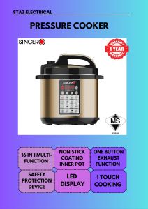 SINCERO ELECTRIC PRESSURE COOKER SPC-9002