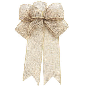 (2-piece Set/pack) 24cm Ribbon Bow Christmas Tree Wreath Decoration Linen Bow DIY Party Craft Decoration Plaid Linen Bows