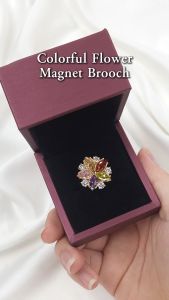 Sv Premium Colorful Flower Magnet Brooch Tudung Kerongsang Magnet Brooch Austria Hijab Pin Magnet Pin Tudung Bunga Cute