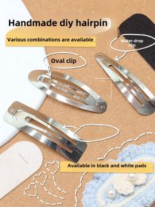 Handmade DIY Braided Wool Hair Clip Non-Woven Fabric BB Clip Alloy Waterdrop Oval Square White Fashion Jewelry Accessories