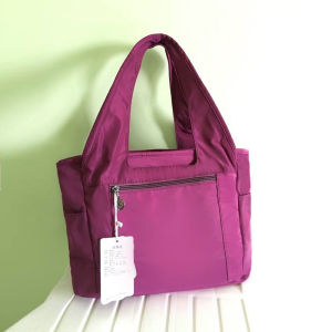 Fashionable Nylon Large Capacity Shoulder Bag for Women Multifunctional Dance Fitness Bag with Zipper Closure and Ruched Double Root Shoulder Strap