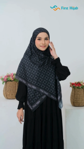 FIRST HIJAB - Zuria Hijab Segiempat Motif Printing Bahan Voal Ultrafine Premium | Monogram Scarf