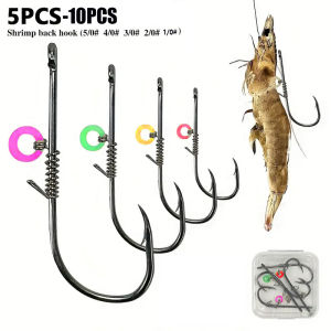 5pcs-10pcs /box Hanging Live Shrimp Back Hook Shrimp Back Hook with Spring Hanging Shrimp Fish Hook Live Shrimp Fixed Hook