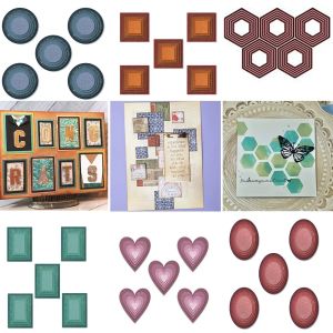 Stacked Circles Squares Rectangles Hearts Oval Metal Cutting Dies Set For DIY Scrapbooking Paper Decoration Cards Crafts Making