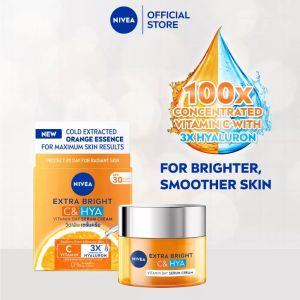 NIVEA Face Extra Bright C&Hya Vitamin Day Serum Cream SPF30 50 ml / Skincare / Vitamin C / 3X Hyaluron / Sun Protection - Lazada