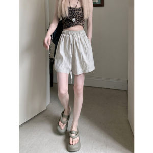 กางเกงขาสั้นทรงหลวมเอวยางยืดสำหรับผู้หญิงในช่วงฤดูร้อน กางเกงขายาวทรงหลวมสบาย ๆ ทรงสลิมฟิต กางเกงขายาวทรงห้าส่วน กางเกงขายาวทรงสามส่วน