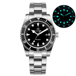 ADDIESDIVE Fashion Men Diving Watch 2115 Movement 20Bar Ceramic Bezel Quartz Watch Super Blue Luminous Steel Analog Watch AD2068