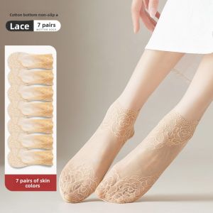 JIAZINI | Summer Lightweight Cotton Short Socks with Crystal Lace Design