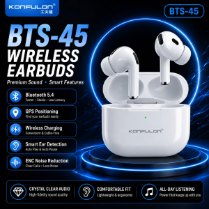 KONFULON BTS-45 Wireless Earbuds Bluetooth 5.4 TWS Earphone Wireless Charging Siri HD Call Smart Detection
