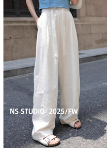 Quần Ống Rộng Bằng Vải Lanh Cotton Mỏng Cạp Cao Mùa Hè Cho Nữ Quần Dài Thường Ngày Quần Dài Quần Ống Rộng Kiểu Pháp