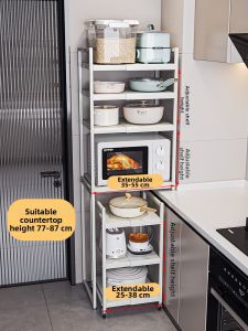 Extendable Multi-layer Microwave and Pot Storage Rack