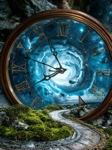 Huacan Full Square Round Diamond Painting Pocket Watch Time Vortex Diamond Mosaic Landscape Art Decorative Paintings