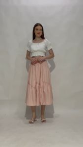 MINEOLA Pink Breeze Cotton Midi Skirt - One Size