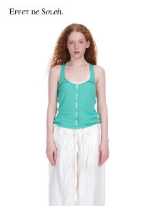 Halter Neck Fake Two-Piece Tank Top