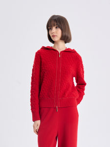 Rare | Lucky Series Red 3D Textured Womens Cardigan