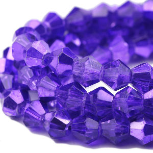 Faceted Crystal Glass Beads 3/4/6mm Purple AB Bicone Spacer Loose Beads For DIY Jewelry Making Bracelets Necklaces Accessories
