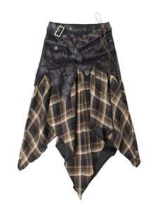 Váy Kẻ Caro Không Đều Cạp Cao Cho Nữ Mùa Xuân Đa Năng Thiết Kế Váy Midi Chữ a Váy Nửa Thân Thời Trang Thường Ngày