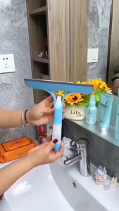 3 in 1 Window Wiper with Spray Bottle Scraper Cleaning Brush for Car Home Window Cleaning. White handle with yellow accent. Spray scrape and clean. Bring your own watering can.