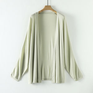 Miiow | MiiOW Summer Lightweight Silk Blend Knitted Long Sleeve Open Cardigan Womens Top Acetate Lyocell Base Layer Slim Fit Outerwear