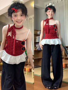 Áo Vest Dây Thắt Nút Bướm Màu Đỏ Thiết Kế Mới Mùa Hè 2025 Cho Nữ Áo Vest Ôm Vừa Vặn Thời Trang Áo Khoác Ngoài Thường Ngày