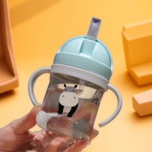 Leakproof 300ml Sippy Cup for Kids Cartoon Animal Design with Straw and Handles Ideal for Travel and School Use