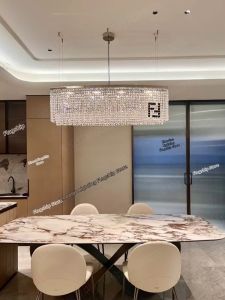 French Crystal Dining Chandelier Long Design
