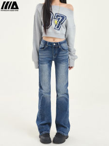 Retro Low Waist Slimming High Rise Wide Leg Jeans Womens Straight Cut Skinny Denim Pants Autumn New Style American Style