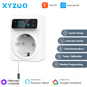 Smart Thermostat Switch Tuya WiFi 16A Socket Cooling Heating Temperature Controller Outlet Plug Floor Sensor Voice Alexa Google