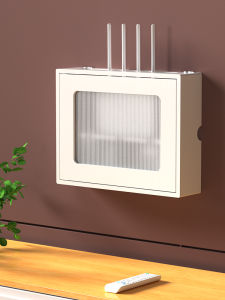 Router Storage Box Wall-Mounted Solid Wood Living Room Hanging Wall Storage Rack WiFi Optical Modem Box Storage Cover Decorative Box