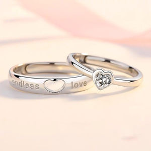 🔥🔥Roman Holiday 2Pcs/Set Heart Zircon Matching Couple Ring Wedding Rings Jewelry Valentines Day Engagement Wedding Jewelry Gifts Hollow Love Diamond Ring for Men and Women